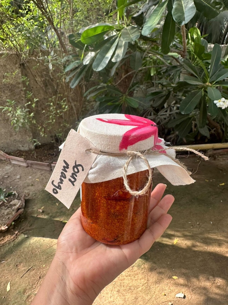 Khatti Keri (Sour Mango) Pickle by Punya Earth-500g in glass bottle