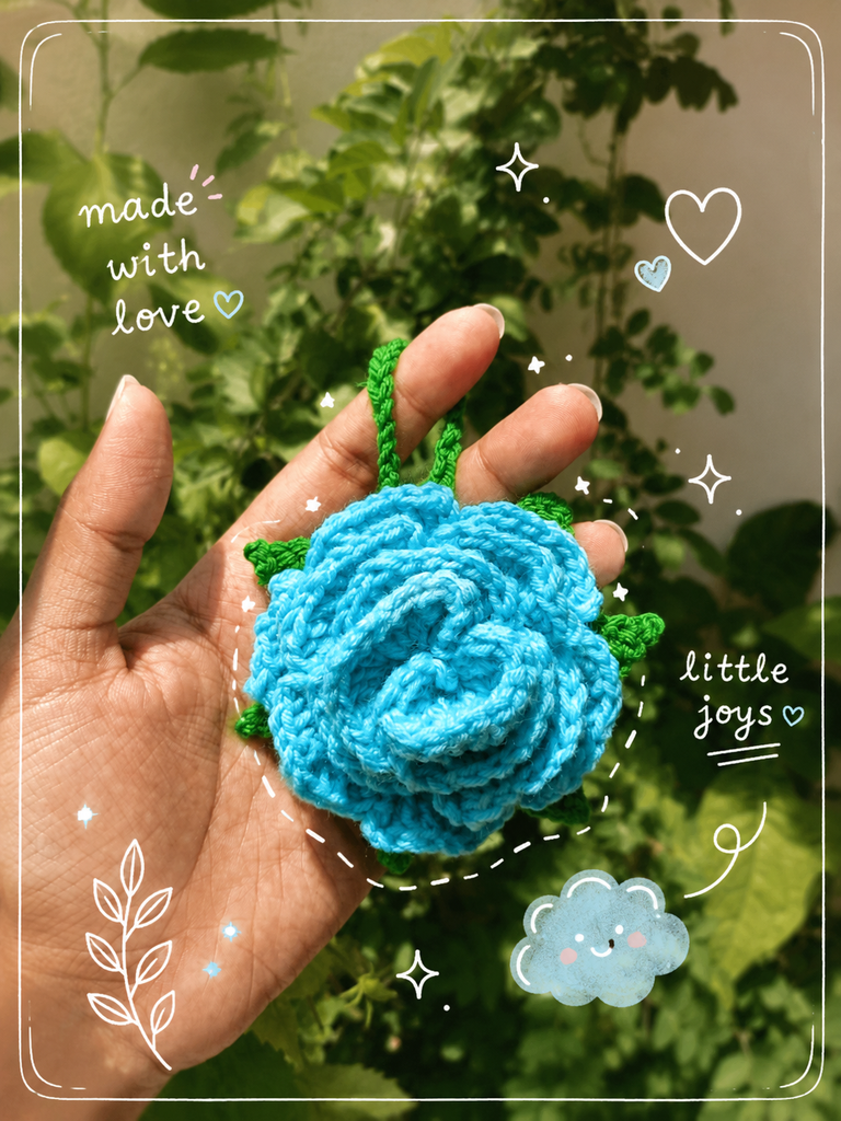 Blue rose keychain